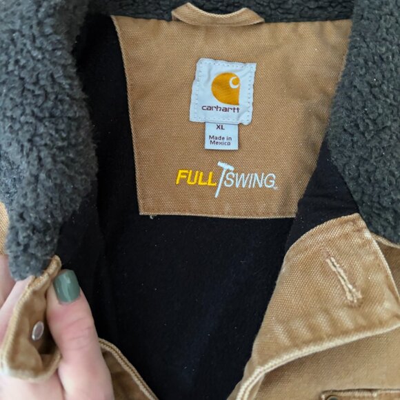 Carhartt Brown Cotton Full Swing Chore Coat Fleece Lined Jacket XL - Picture 3 of 6